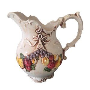 Ceramic Pitcher Jug Vintage Harvest by Relpo Japan #5775  & Bowl Fruit Pattern